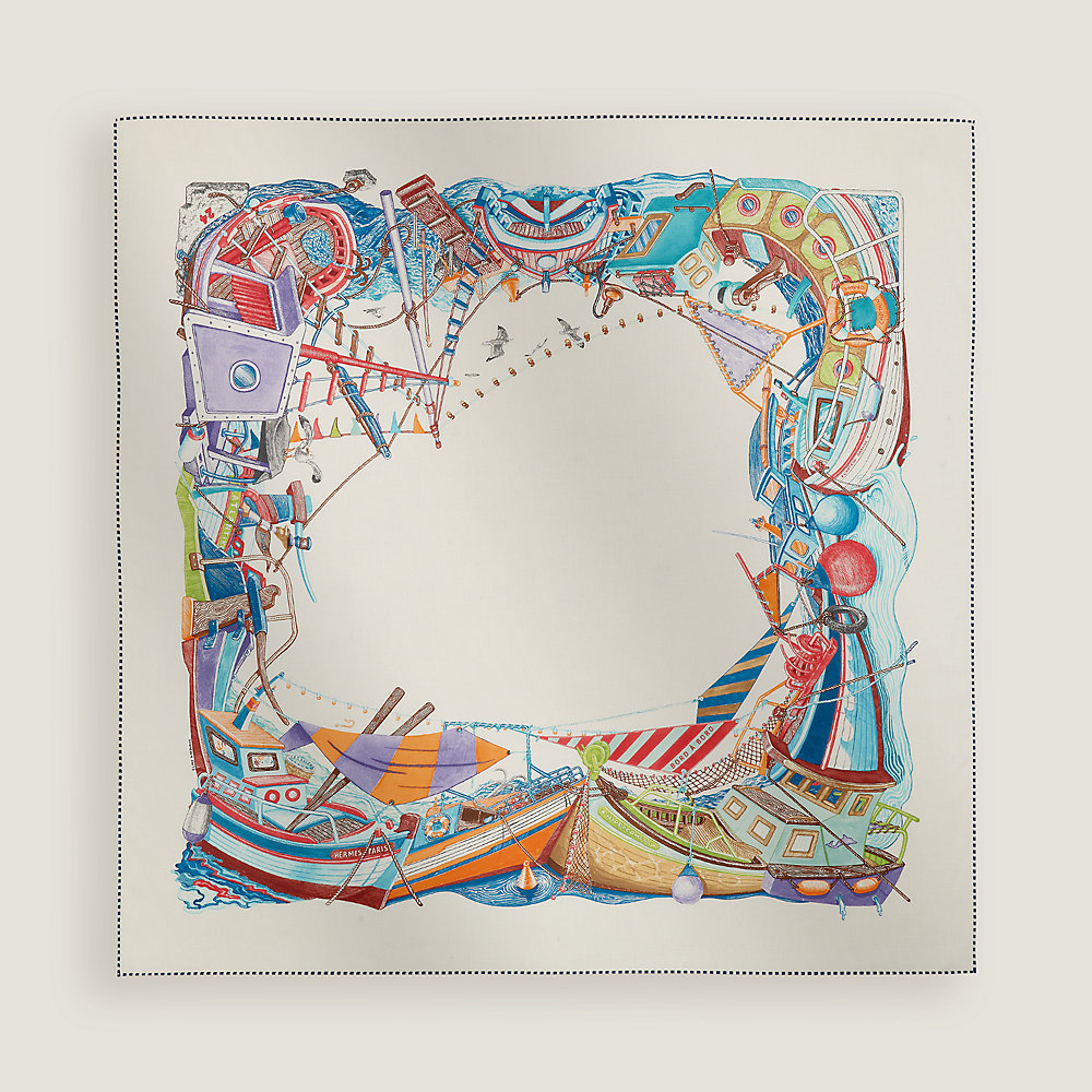 Bord a Bord scarf 80 - White | Hermès Netherlands